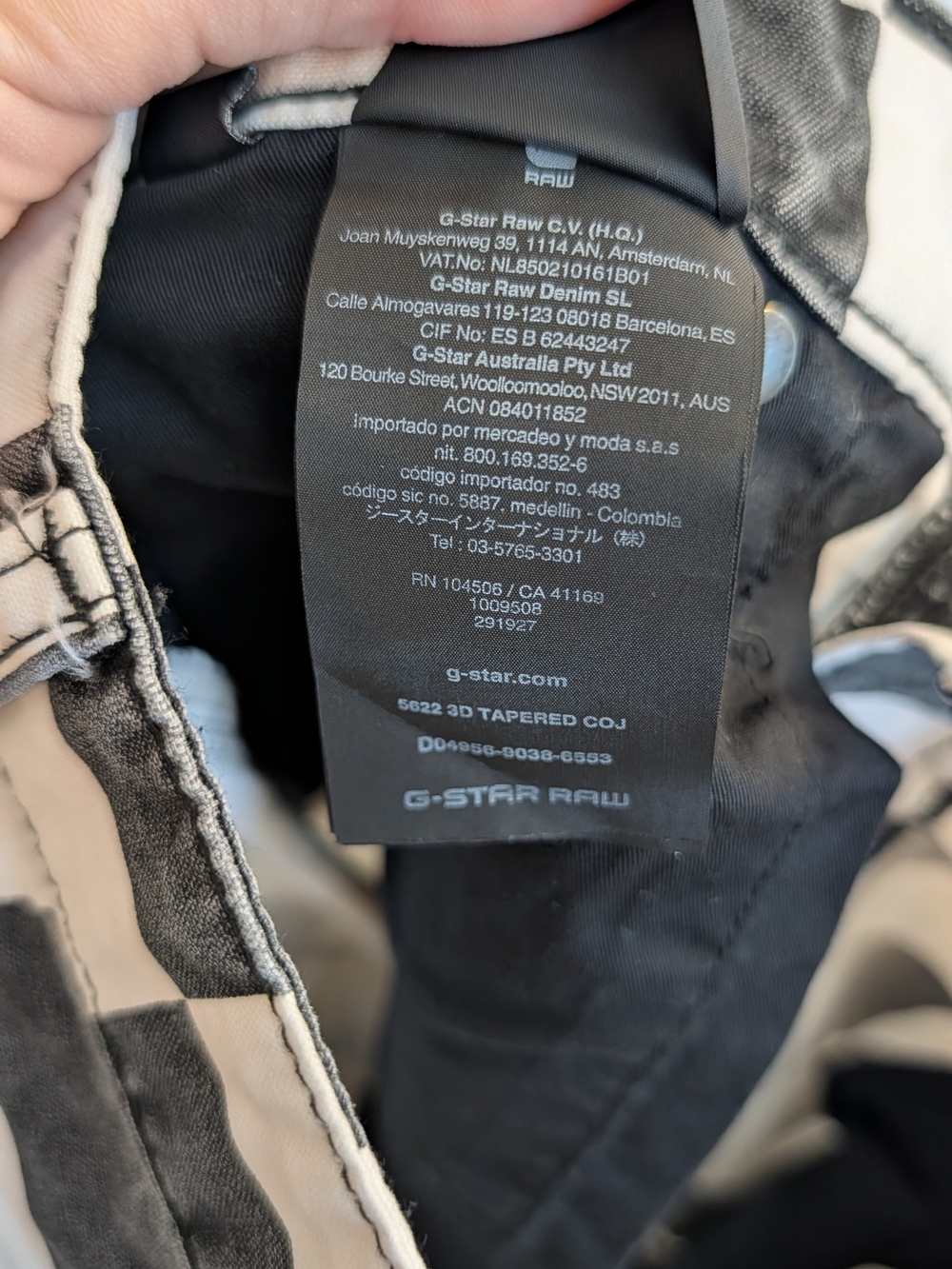 G-Star RAW Black and White Checker Cargo Pants Pharrell Willams Collab - Picture 3 of 14